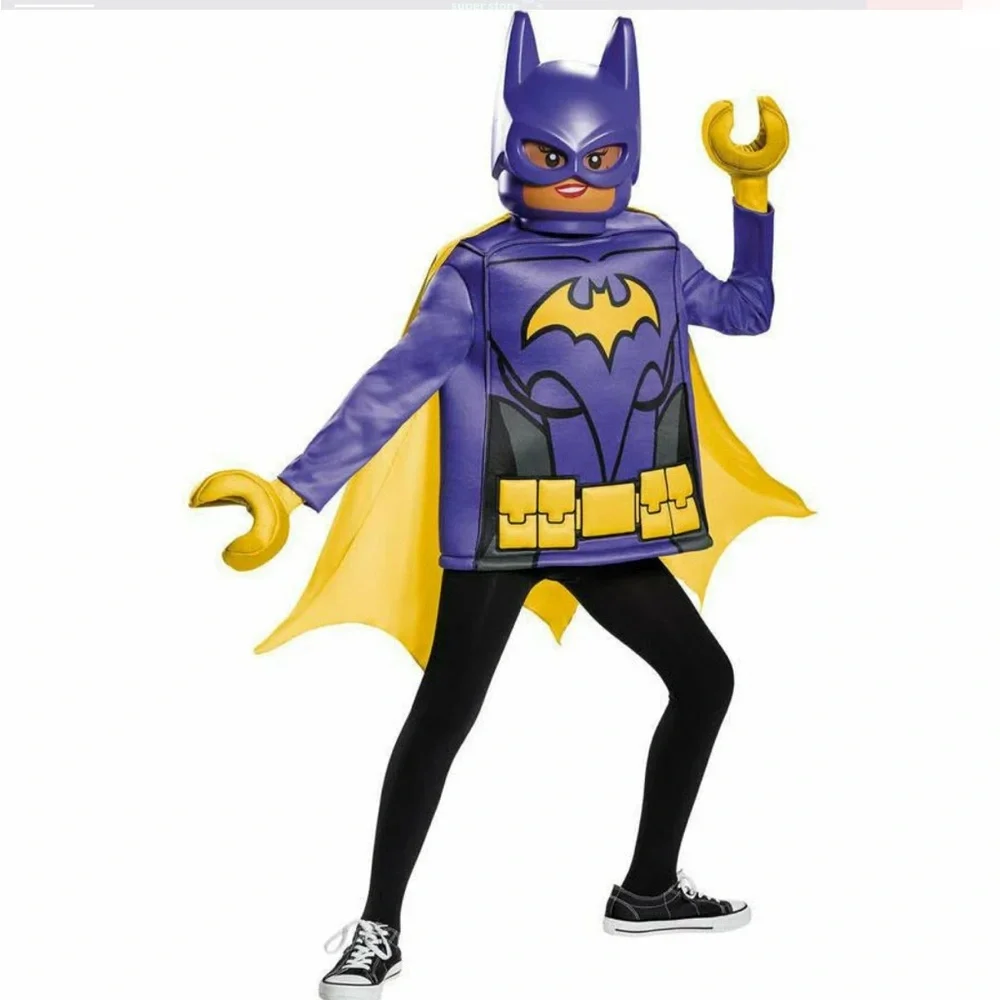 Lego Batgirl Costume Girls 4-6 Mask Accessories Bodysuit Undergarment Purple